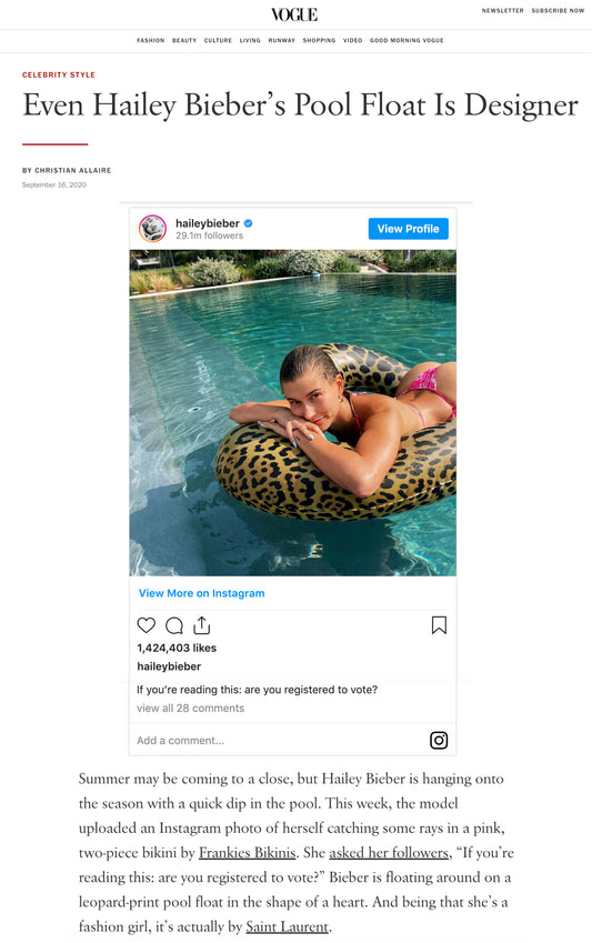 hailey bieber pink bikini pool vote