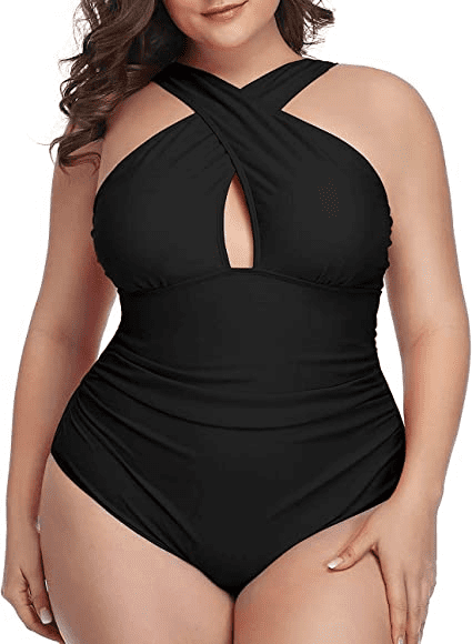 Daci Front Cross Plus Size Keyhole One Piece Swimsuit