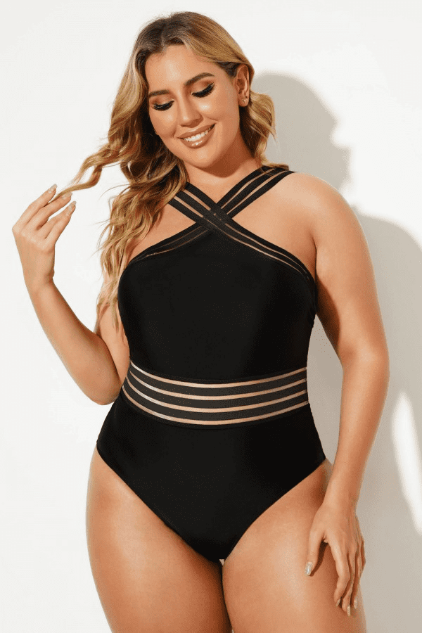 Meet.Curve Black Crossover Lady Vintage One Piece Swimsuit