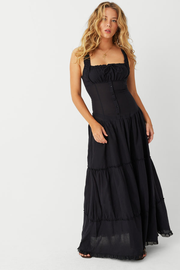 Christabelle ruffle maxi dress -  black