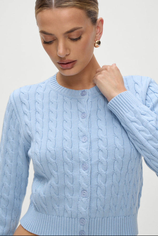 Dudley cable knit cardigan dewdrop