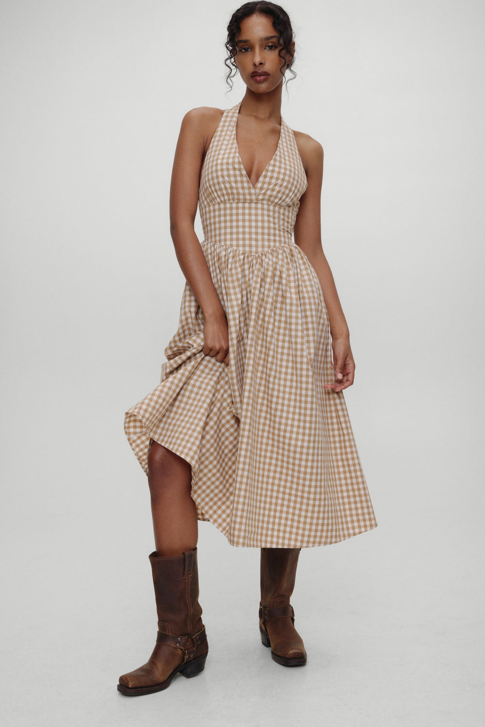 x BELLA HADID Prairie Midi Dress  Rodeo Gingham