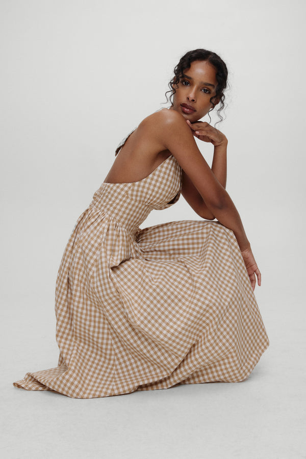 B e l l a h a d i d prairie maxi dress rodeo gingham