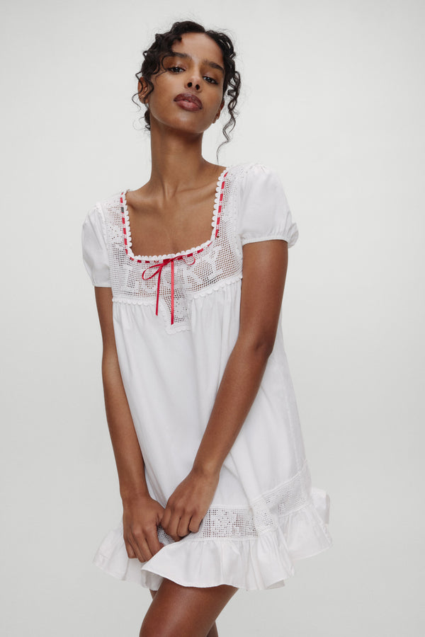 B e l l a h a d i d western poplin mini dress white