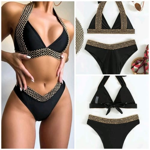 super push up bikini high wiast swimwear halter neck