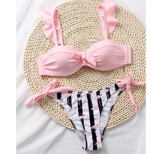 Ruffle Shoulder Bikini Set