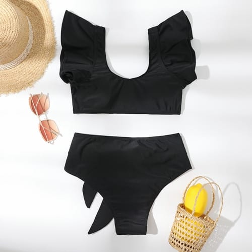 High Waist Bikini Ruffle Shoulder (1)